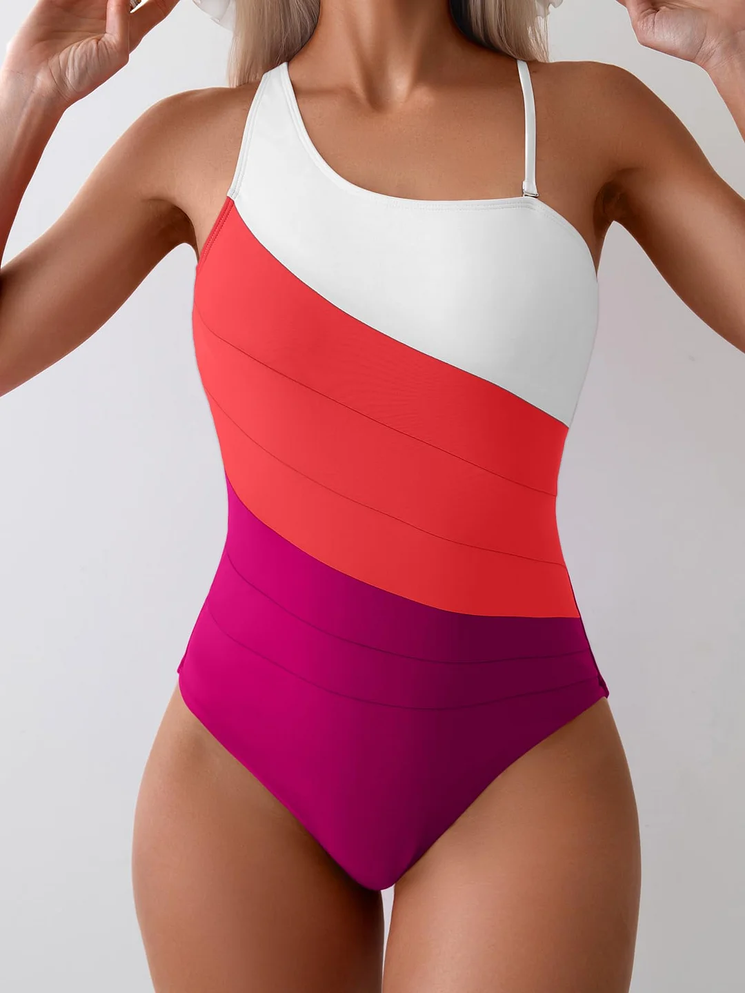 One Shoulder Tummy Control One Piece Swimsuit
