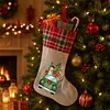 Peinture en diamant DIY, bas de No&euml;l suspendus, chaussettes de No&euml;l de grande capacit&eacute;, v&ecirc;tements pendentifs r&eacute;sistants, sacs de rangement cadeaux pour la d&eacute;coration familiale de la f&ecirc;te de No&euml;l (voiture sapin)