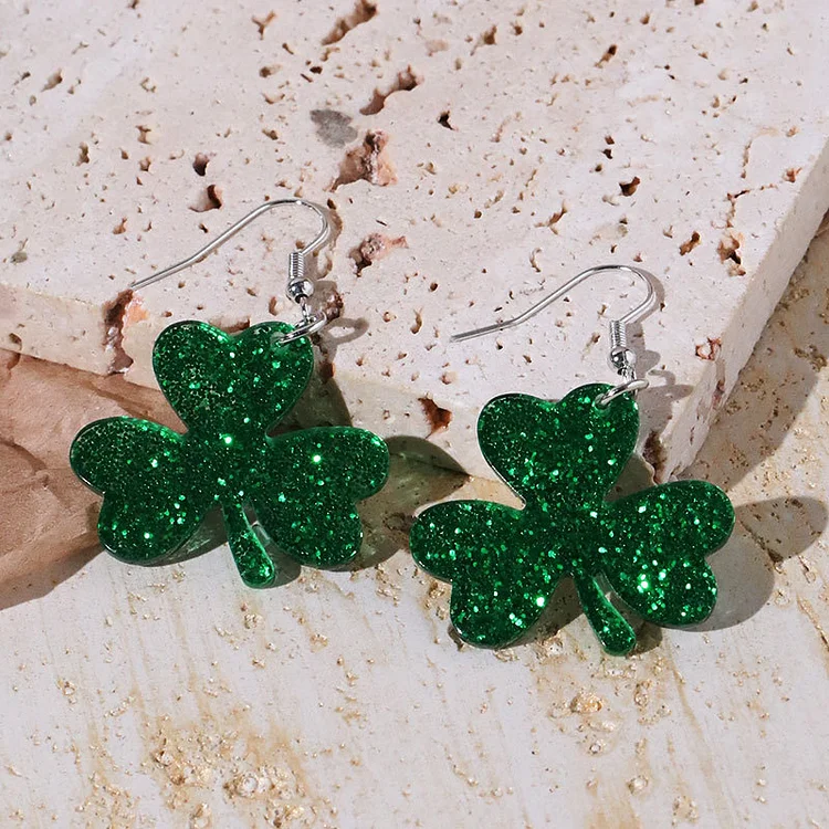 Green Earrings Happy St. Patrick's Day Shamrock Earrings Lucky Gift for Her