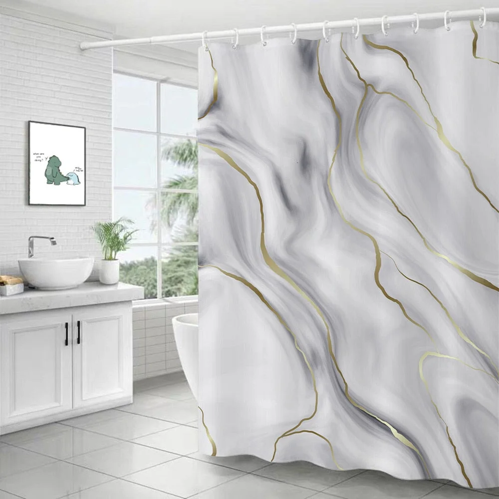 Modern Art Marble Shower Curtain Bathroom Toilet Decoration Thickened Waterproof and Mildew Proof Shower Curtain Bath Decor