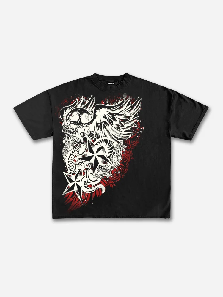 Y2k Mma Vintage Skull Rose Graphic Cotton T-shirt