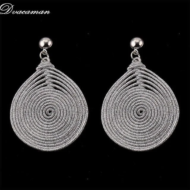 Dvacaman Bohemain Multilayer Round Alloy Drop Earrings Women 2019 New Trendy Maxi Earrings Statement Jewelry Party Gifts Female