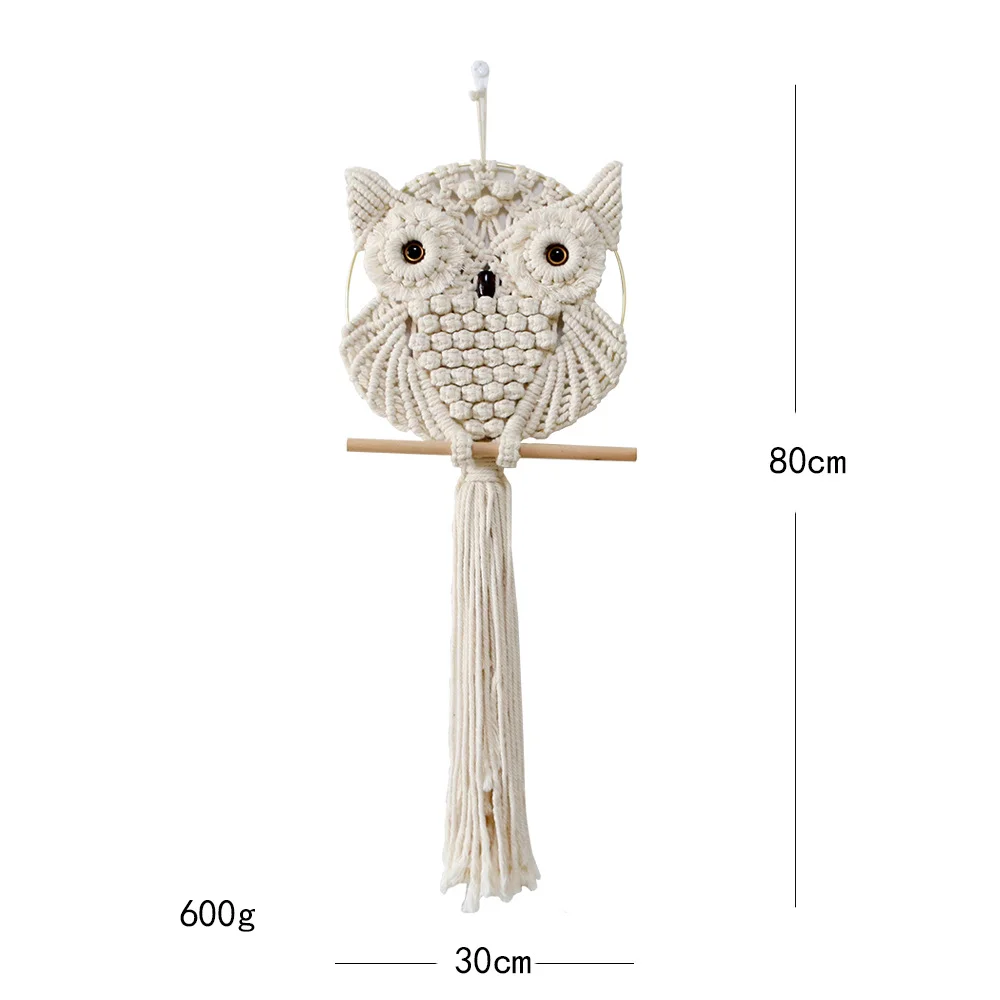 Nigikala Nigikala New Owl Hand Woven Tapestry Wall Trim Bohemian Nordic Home Decor Padded Cotton Rope