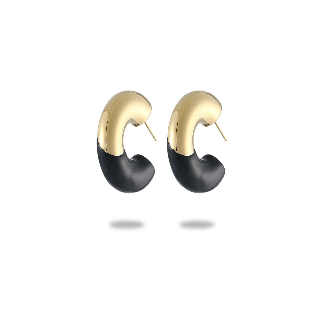 Retro Black Oil Drop Diamond Heart Titanium Steel Earrings Female Stainless Steel Earrings