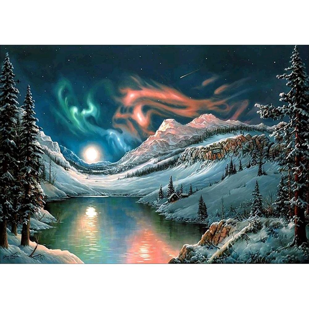 Full Round Diamond Painting - Snow Landscape(30*40cm)