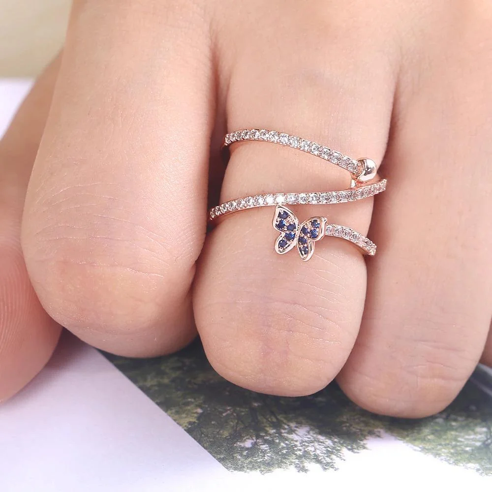 Zircon Adorned Butterfly Shaped Ring