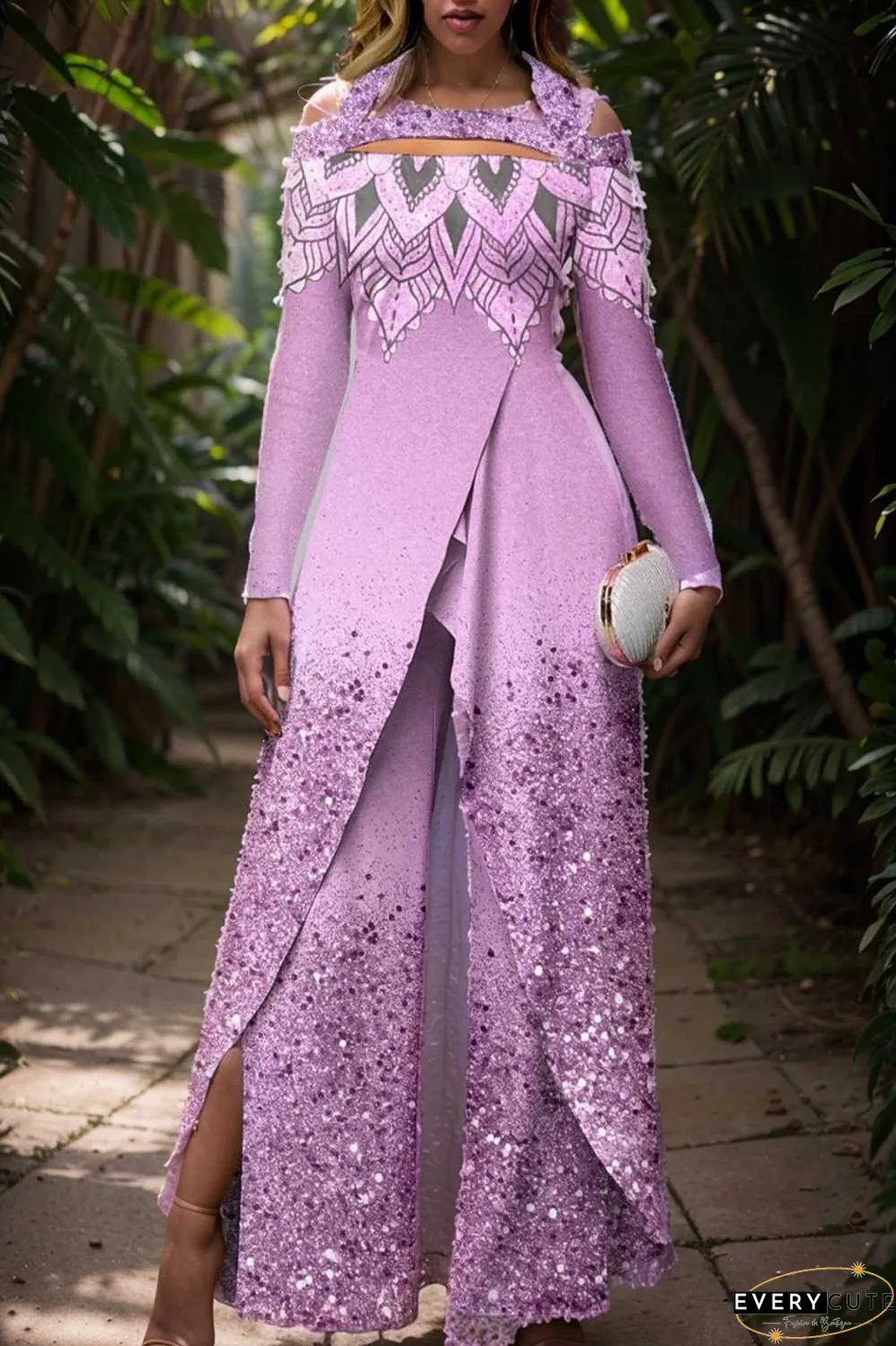 elegant gradient print off shoulder women s jumpsuit