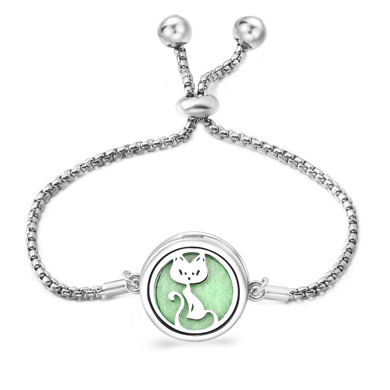 Fashion Angel Wings Aromatherapy Pendant Bracelet Essential Oil Diffuser Stainless Steel Bracelet Adjustable Women Simple