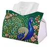 Peacock Diamond Painting Tissue Box 7.48x5.12Inch Diamond Art Tissue Box 5D Diamond Art Tissue Cover for Kitchen Restaurant Bar Office Parties