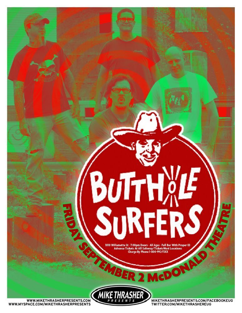 BUTTHOLE SURFERS 2011 Gig POSTER Eugene Oregon Concert