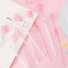 20PCS Pink Cherry Blossom Pendant 0.38mm Gel Signature Pen School Student Office Cute Stationery Kids Gift