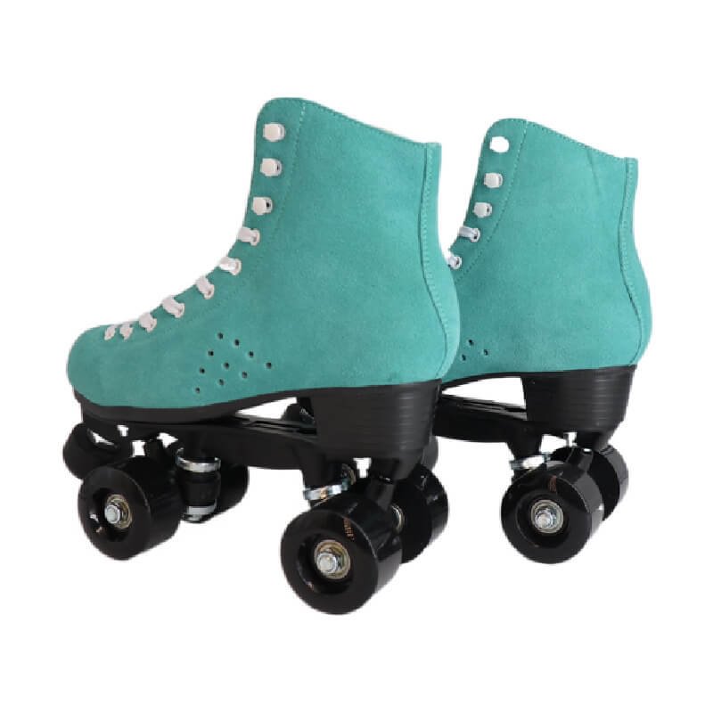 Blue Suede Leather Roller Skates For Womens