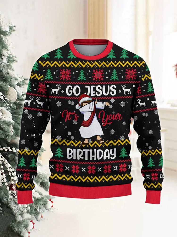 Merry Christmas 'go Jesus' Print Sweater elevenforest
