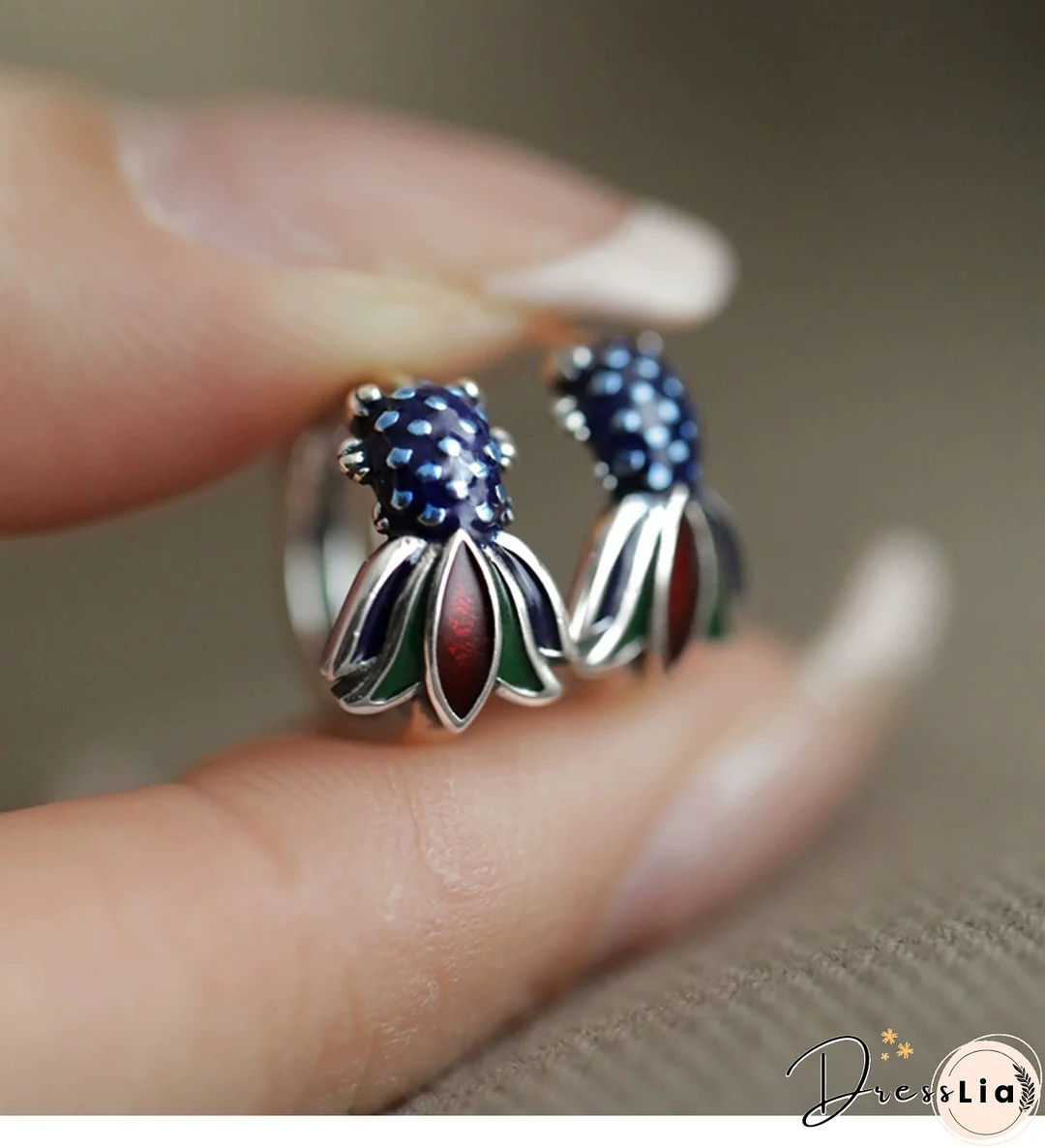 Enamel S925 Sterling Silver Blue Koi Fish Earrings Ladies Design Sense Temperament Retro National Style Earrings