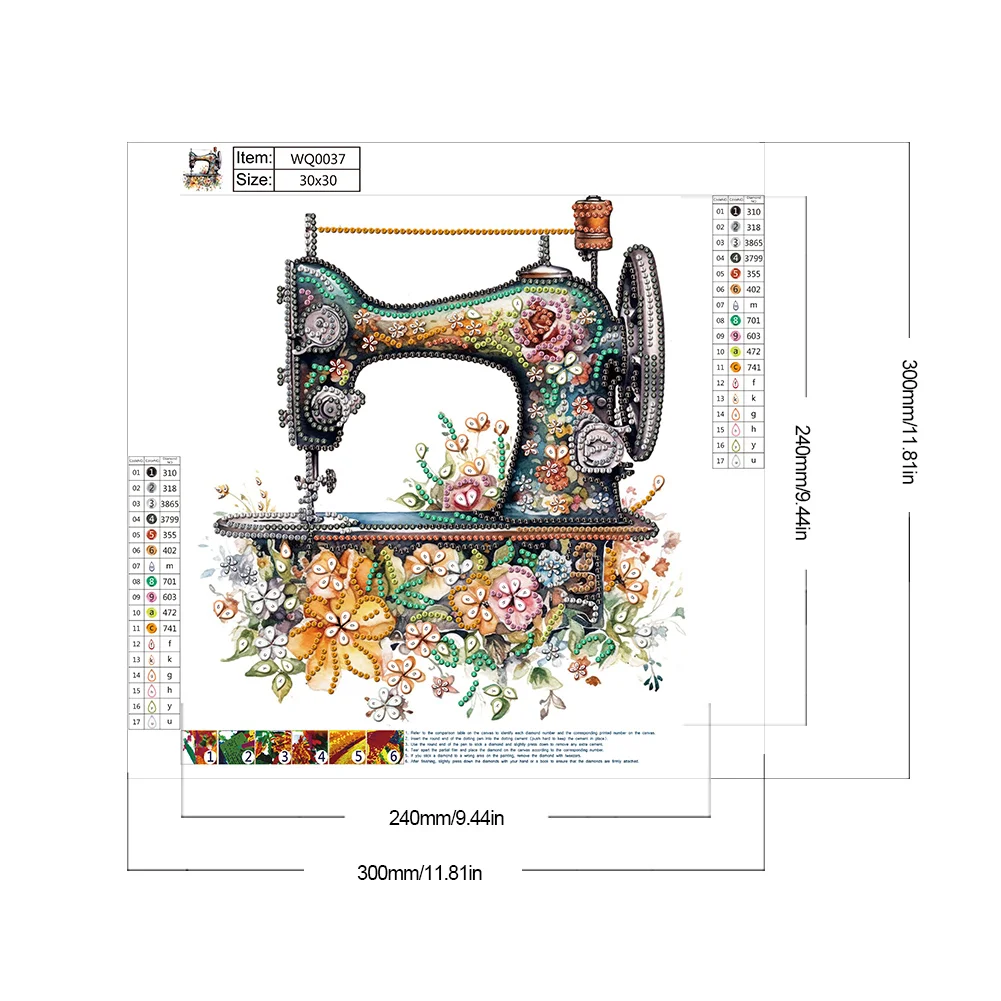 Diamond Painting - Partial Special Shaped Drill - Sewing Machine(Canvas|30*30cm)