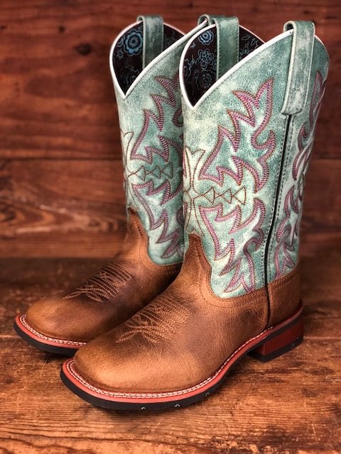 Laredo Women's Anita Brown & Turquoise Square Toe Western Boots 5607