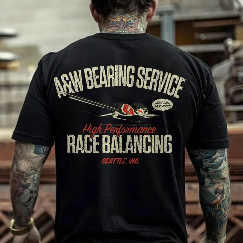 A&W BEARING SERVICE RACE BALANCING Roadrunner Print Men's T-shirt