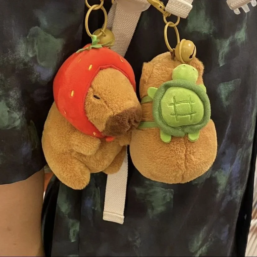 Cuteee Family Kawaii Capybara Plush With Turtle Bag Keychain Plushies Squishy Pillow Toy