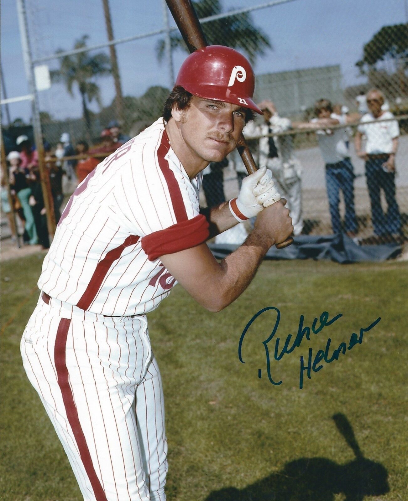 Signed 8x10 RICHIE HEBNER Philadelphia Phillies Autographed Photo Poster painting w/ Show Ticket