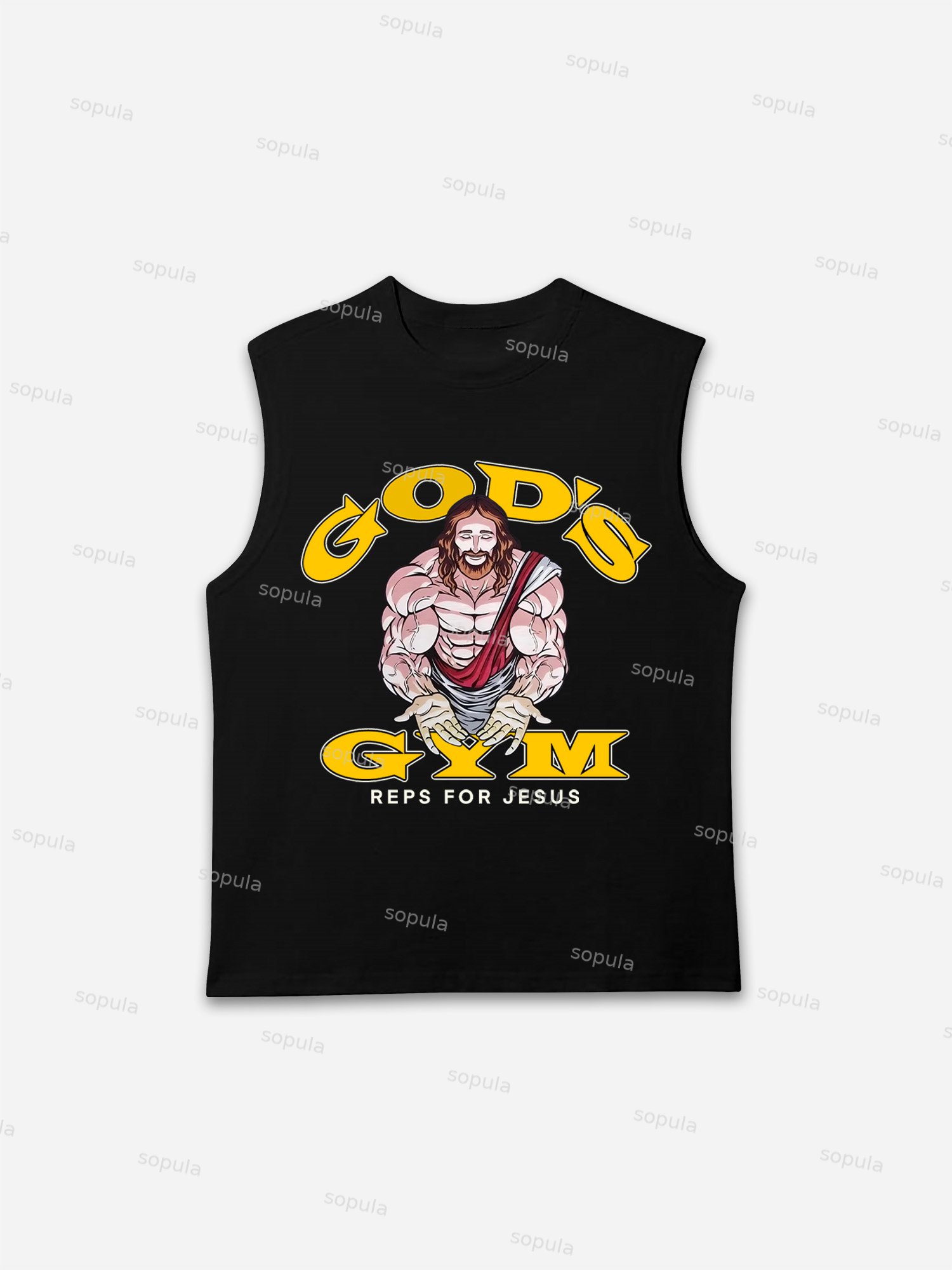 God's Gym Reps For Jesus Fitness Graphic Tank Top - SOPULA