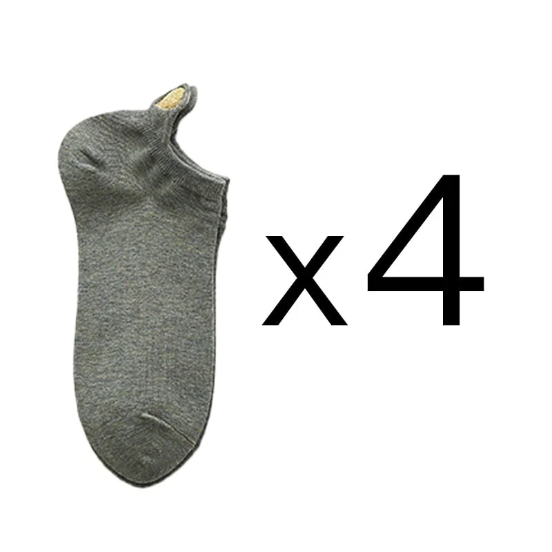 4 Pairs Lot Fashion Socks Women 2021 New Spring Cotton Color Novelty Girls Cute Heart Embroidery Casual Funny Ankle Socks Pack