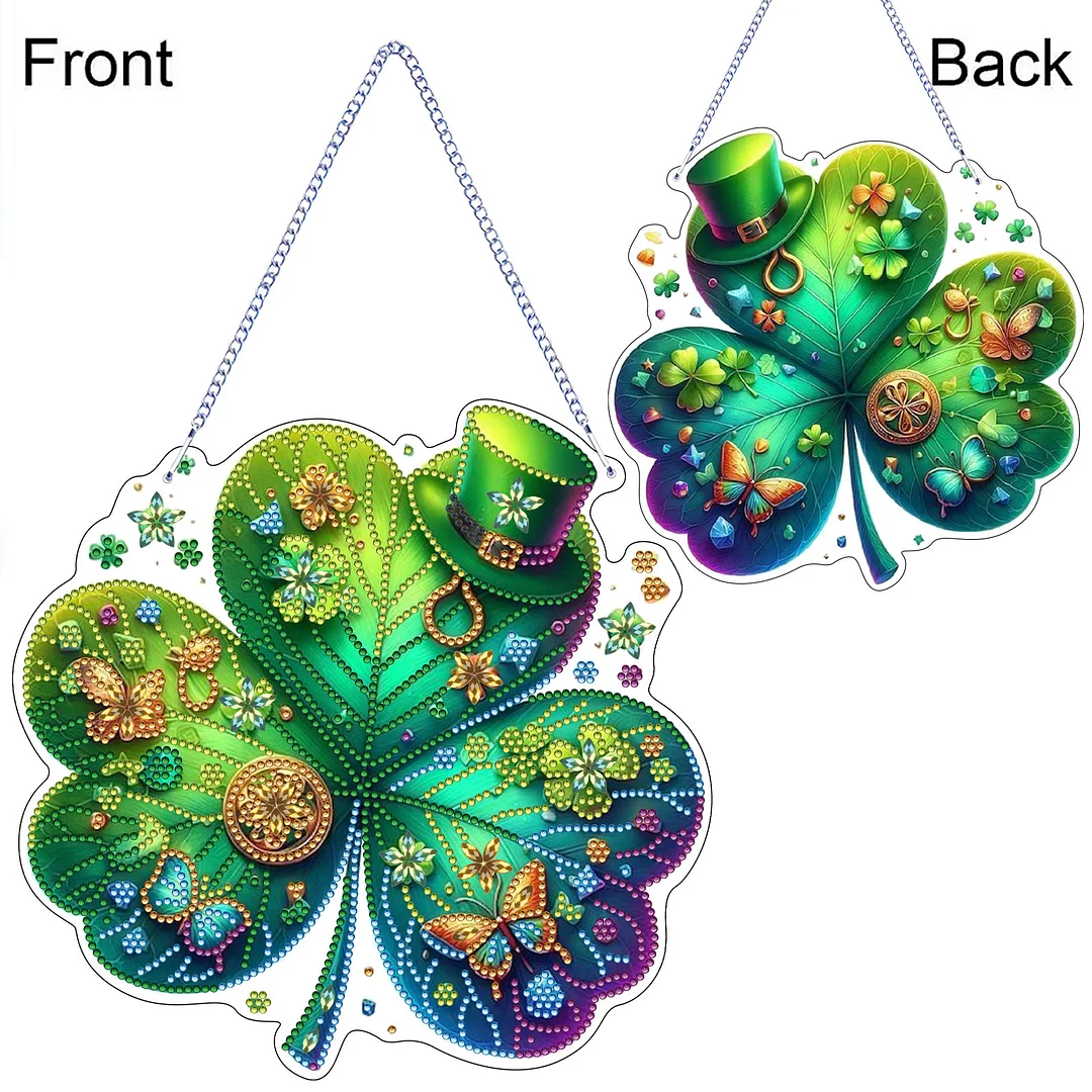 St. Patrick s Day 2 DIY 2D Flat Acrylic Diamond Painting Dots Pendant for Adults