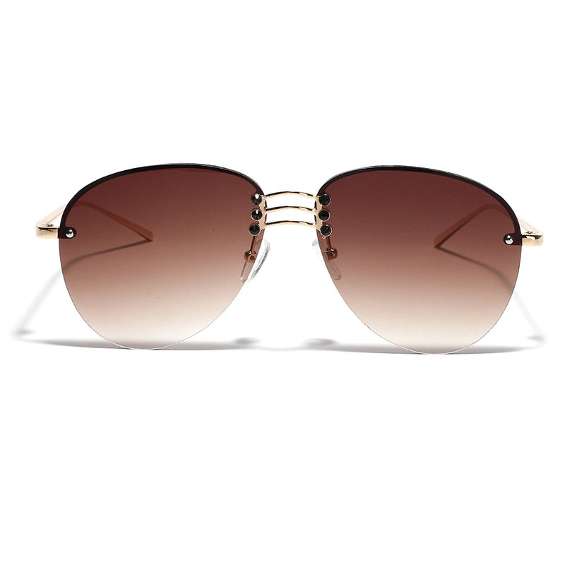 Casual Minimalist Solid Color Pc Toad Glasses Half Frame Women’s Sunglasses