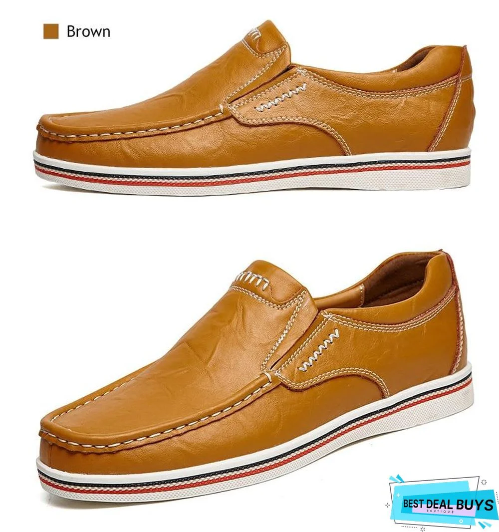 Leather Boat Shoes Casual Flats Moccasins Homme Driving Loafers Shoes Slip On Shoes