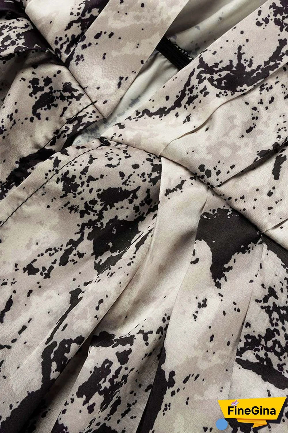 Black Sexy Print Bandage Patchwork Asymmetrical V Neck One Step Skirt Dresses