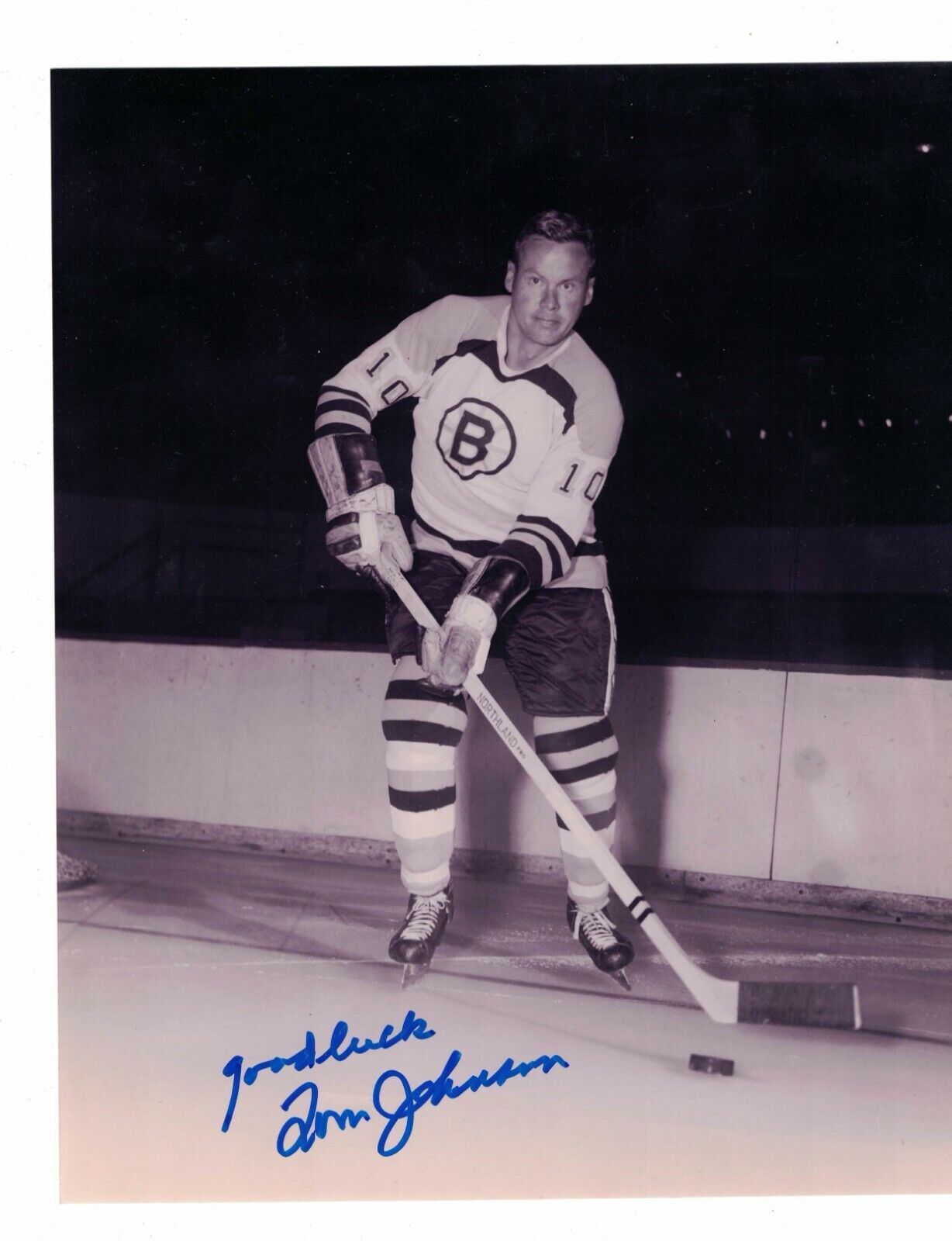 Tom Johnson Boston Bruins Signed 8 x 10