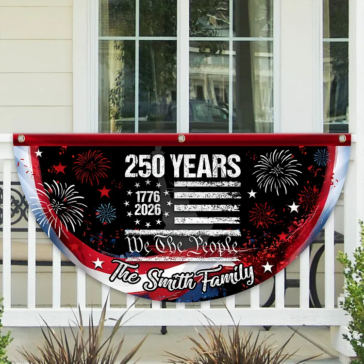 Personalized 250 Years of Freedom America Flag Custom 250 Years USA 250th Birthday 1776-2026 Eagle Non-Pleated Fan Flag USA 250th Anniversary Bunting Flag