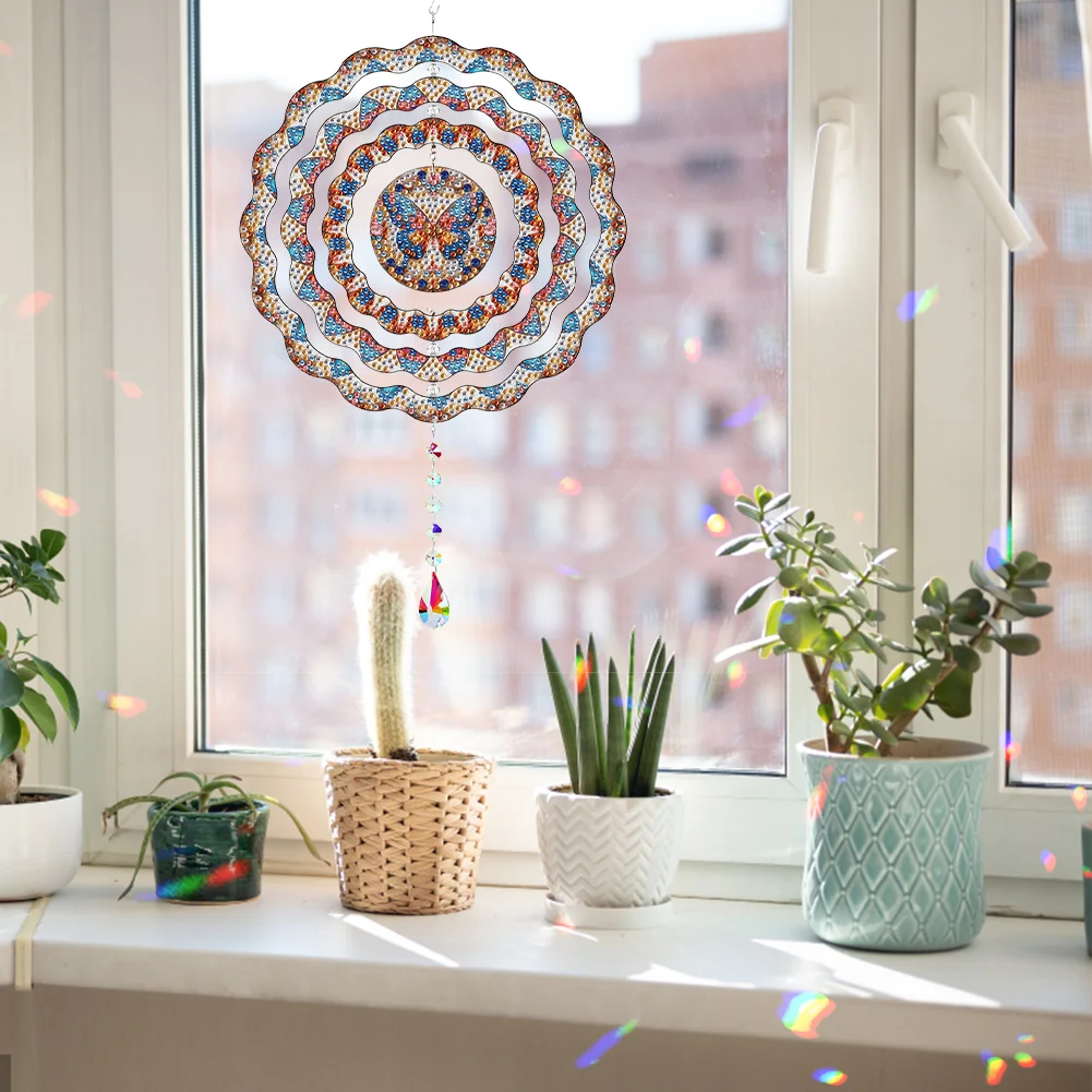 Diamond Painting Rotating Wind Chime Diamond Art Hanging Pendant (Butterfly B)