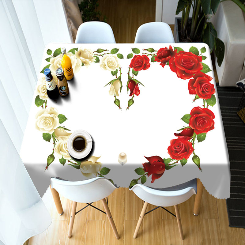 

Red and Yellow Rose Flower - 3D Tablecloth, 140*180cm, 501 Original