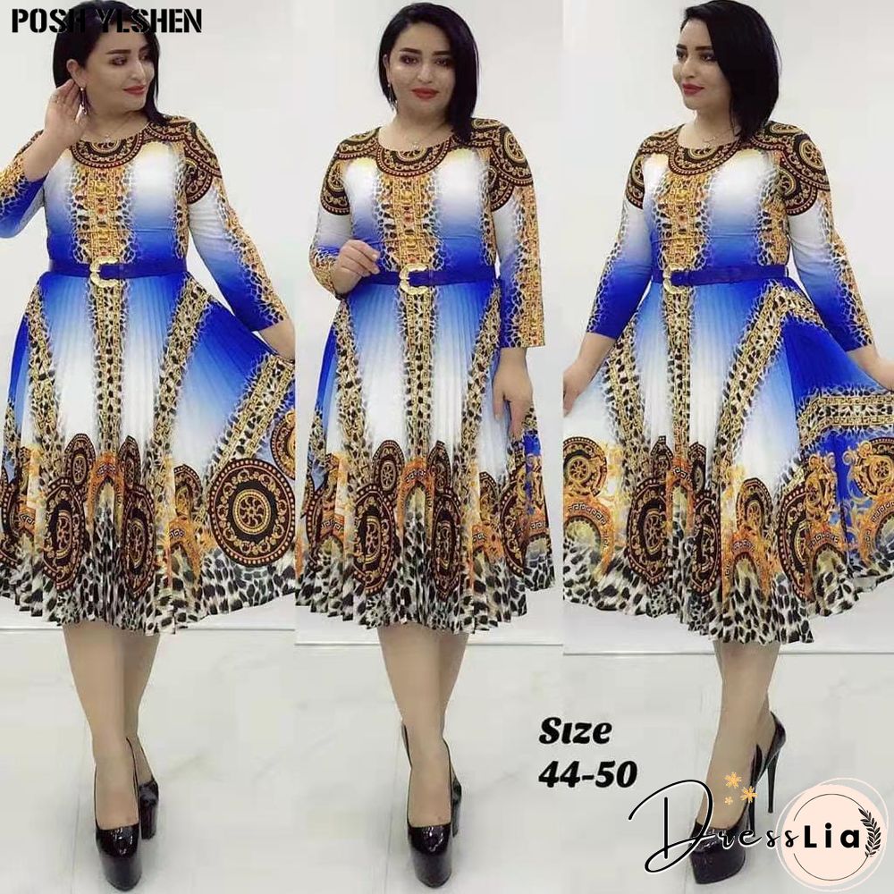 Print Pleated Dress Summer Clothes African Dresses For Women Club Outfit Dashiki Ankara Evening Party Robe Femme Africa Clothing