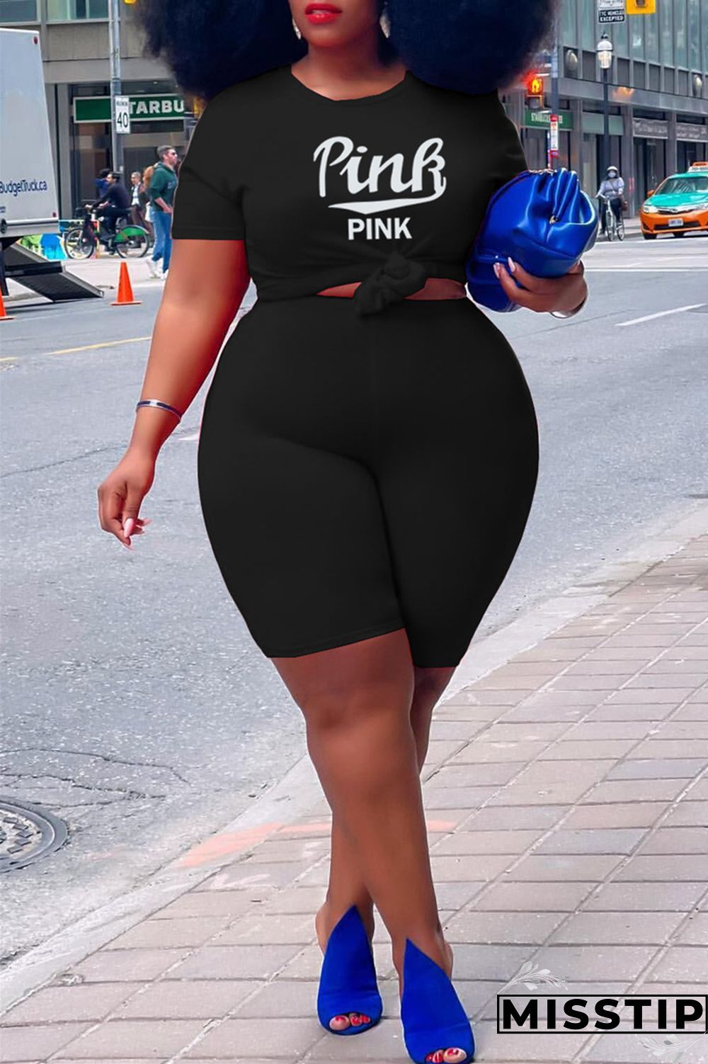 Grey Fashion Casual Letter Print Basic O Neck Plus Size Two Pieces