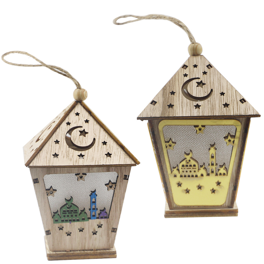 

Ramadan Kareem Wooden Hanging Palace Lantern LED Muslim Eid Festival Lights, 501 Original
