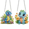2Pcs Diamond Painting Dinosaur Diamond Art Pendant Wall Decor