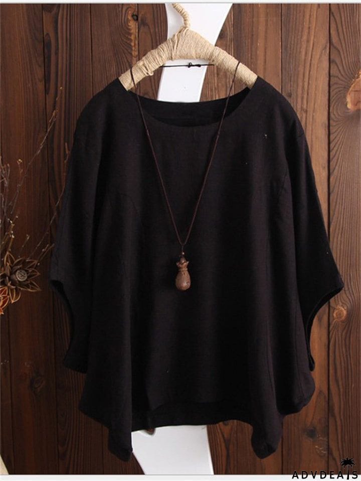 Irregular Fashion Solid Short Sleeved Vintage Blouse