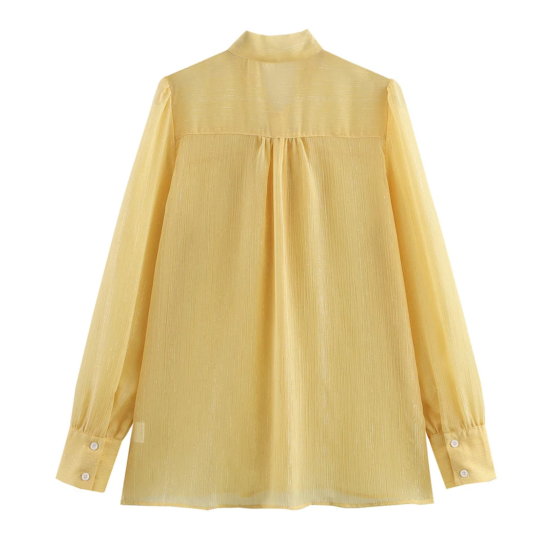 Nigikala Nigikala Spring Fashion Leisure V Tie With Thin And Flowing Shirt Top Female A15017