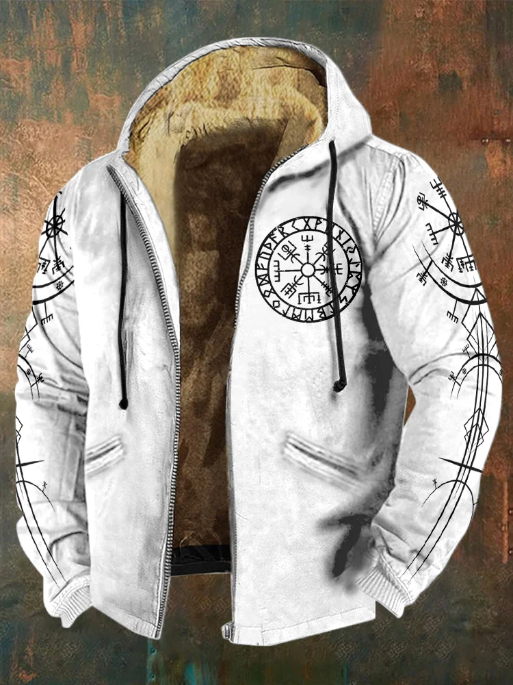 RASPIO Men's Viking Fleece Zip Up Hoodie 3D Print Norse Vegvisir