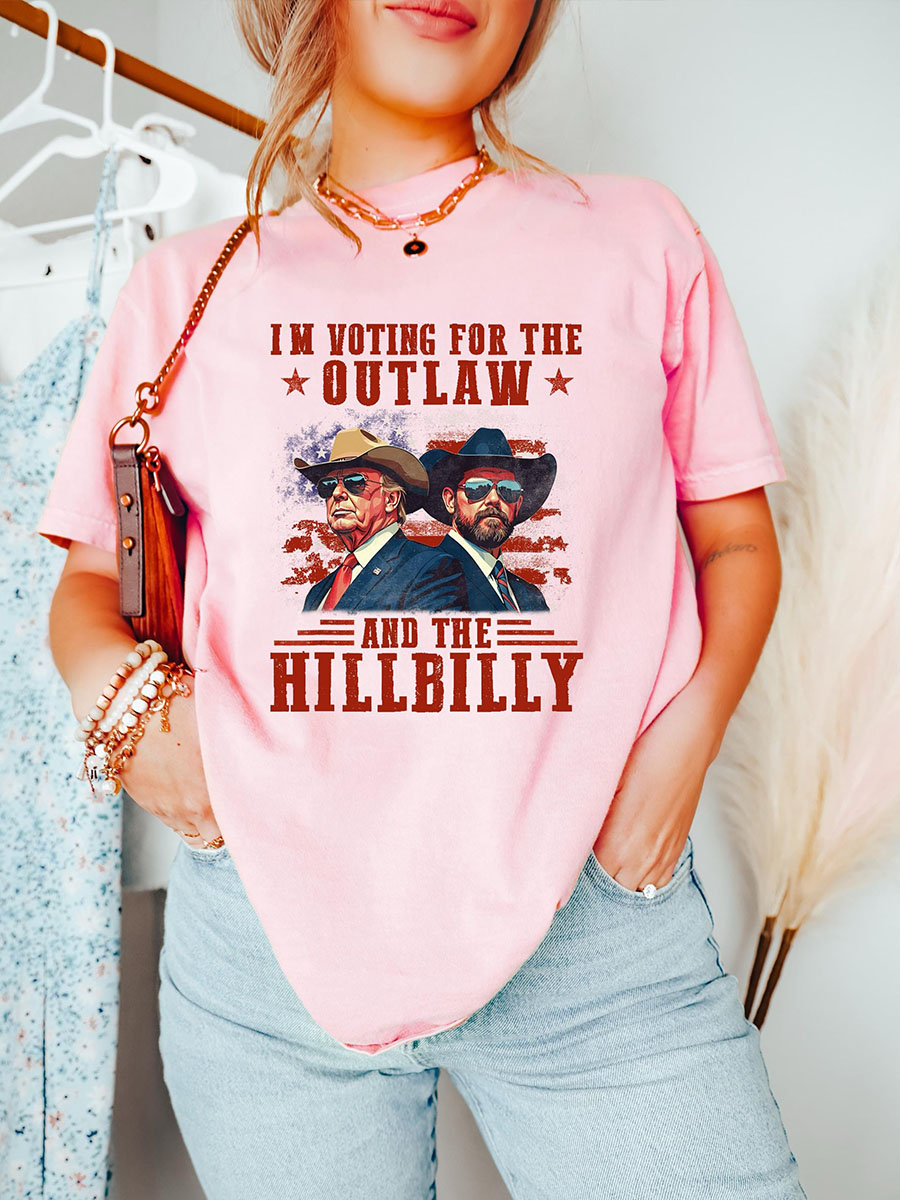 Monroewheels Trump I'm Voting for the Outlaw and Hillbilly Trump Vance Shirt Ridin With the Outlaw T Shirt Trump Tops Womam Donald Sweatshirt