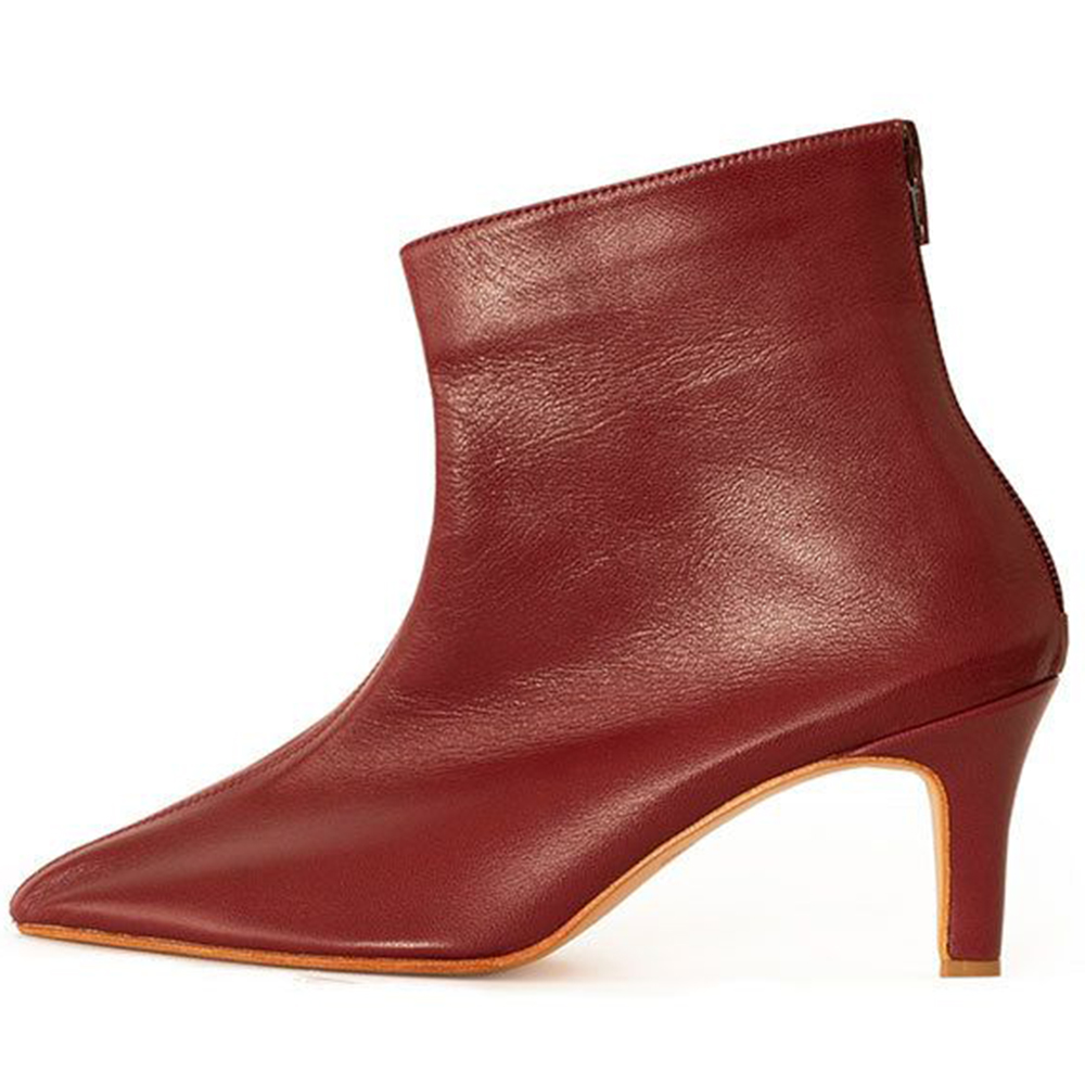 Red Closed Toe Stiletto Heel Winter Ankle Boots Nicepairs