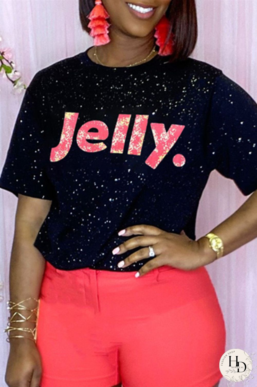 Black Fashion Casual Letter Print Basic O Neck T-Shirts