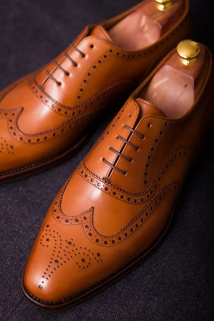 Handmade Men Wingtip Brogue Formal Shoes, Dress Shoes, Leather Shoe