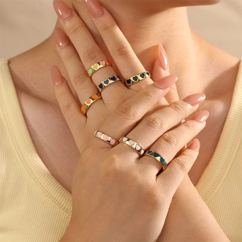 Cute Pentagram Copper Enamel Open Rings