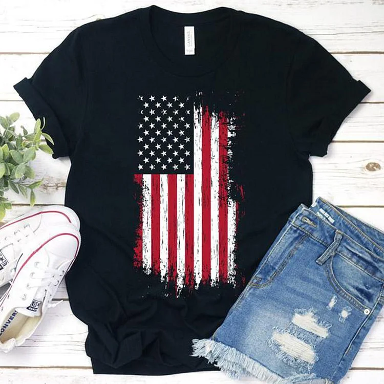 Independence Day America Flag T-shirt Tee-Annaletters