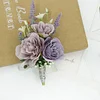 10PCS Violet Purple Wedding Catering Bridal Groom Guests Corsage Boutonniere Wrist Artificial Flower Bouquets