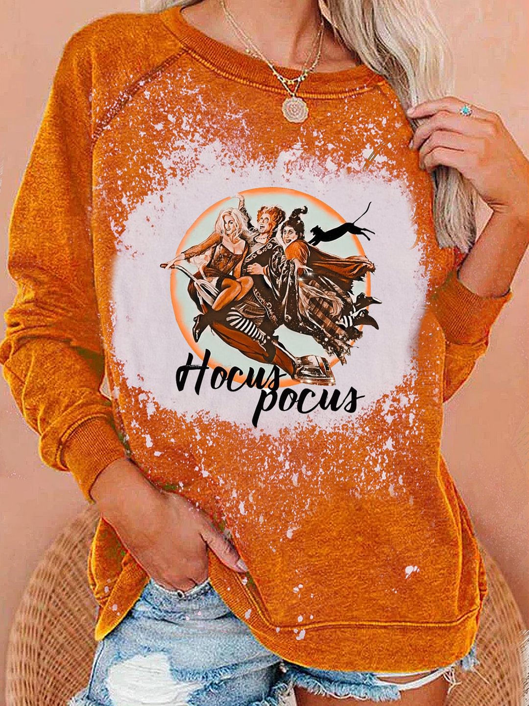 Sanderson Sisters Halloween Tie Dye Long Sleeve Sweatshirt