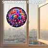 (18.5cm)DIY Acrylic Jigsaw Puzzle Window Hanging with Hanging Chain DIY Stained Glass Decoration Round Window Puzzle Decor for DIY Craft Project (Flower)