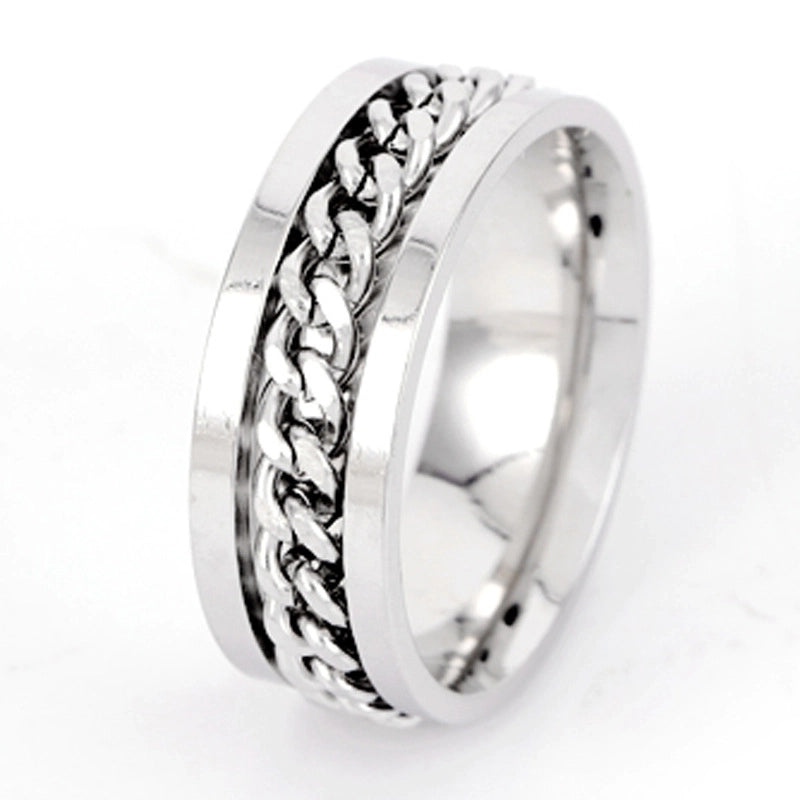 Fashion Stripe Titanium Steel Plating Unisex Rings Men Band Rings